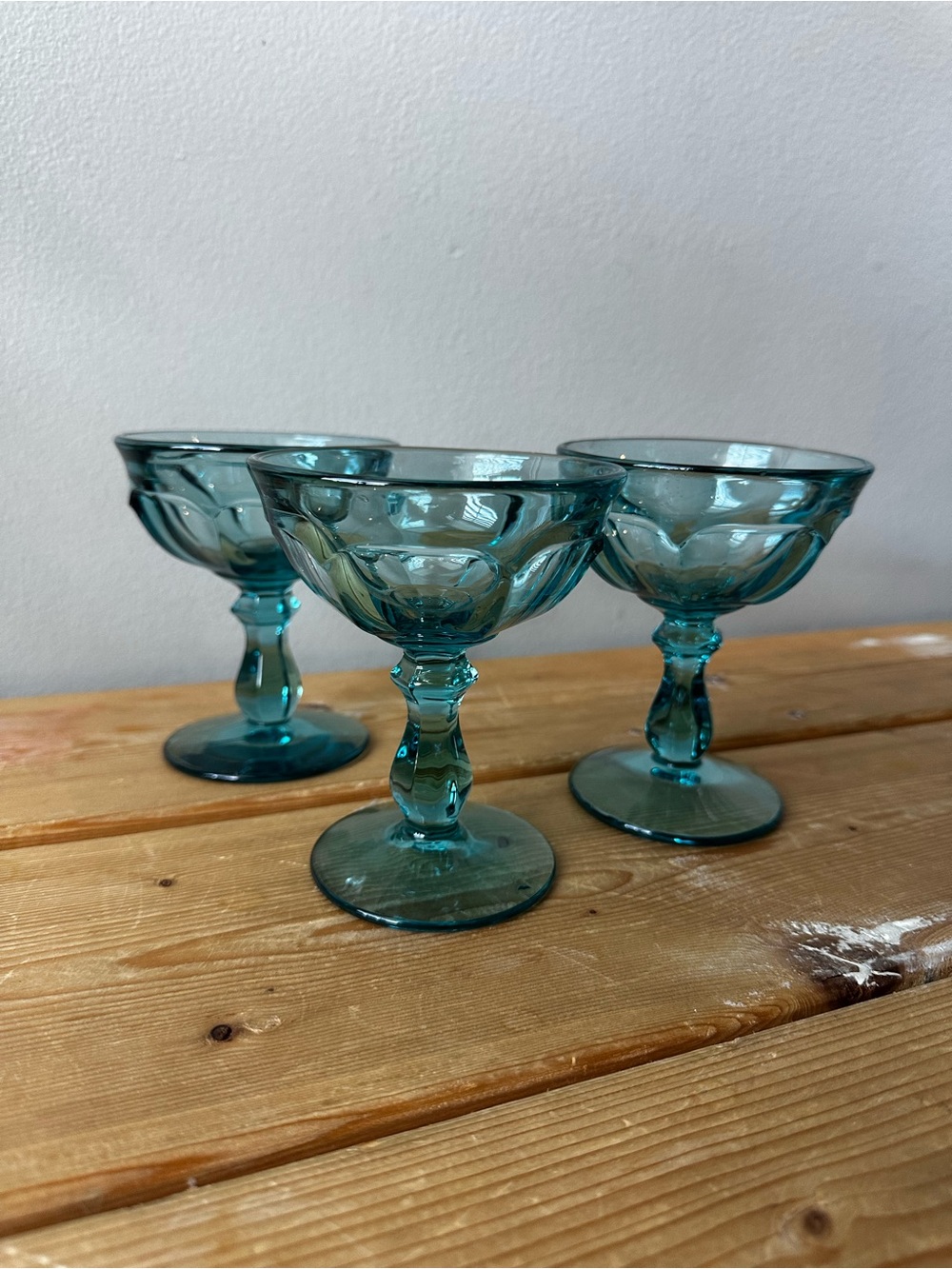 Set of 3 Vintage Old Williamsburg Light Blue by IMPERIAL GLASS-OHIO